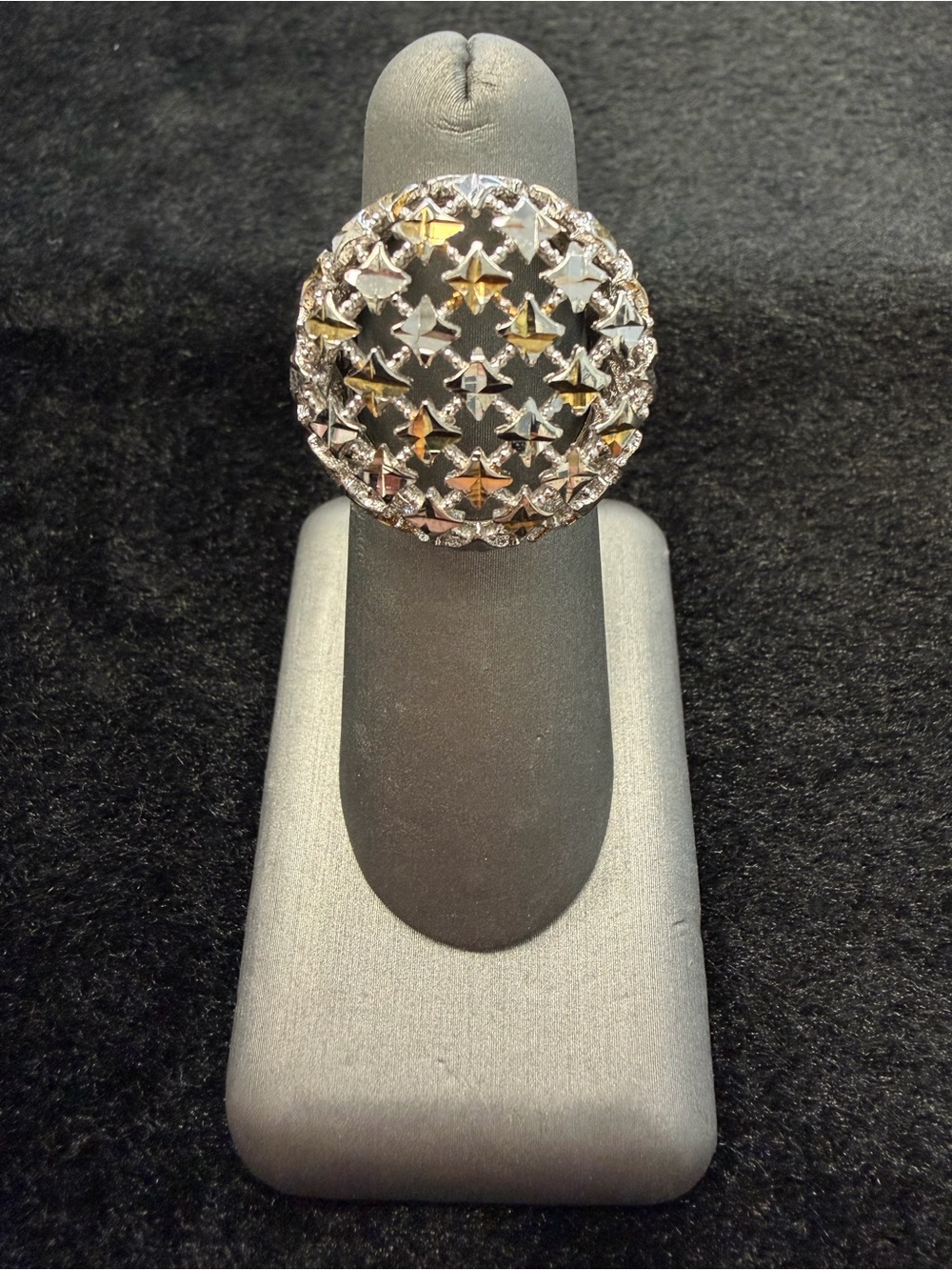 Sterling Silver w/ GP Accents Italian Made Dome Ring